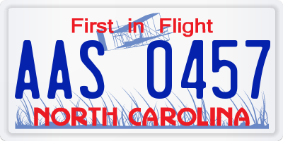 NC license plate AAS0457