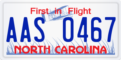 NC license plate AAS0467