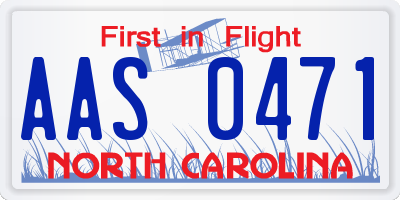 NC license plate AAS0471