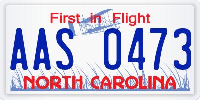 NC license plate AAS0473