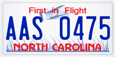 NC license plate AAS0475