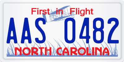 NC license plate AAS0482