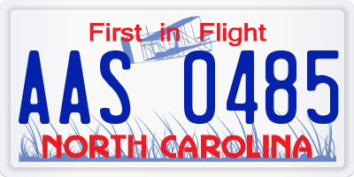 NC license plate AAS0485