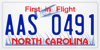 NC license plate AAS0491