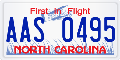 NC license plate AAS0495