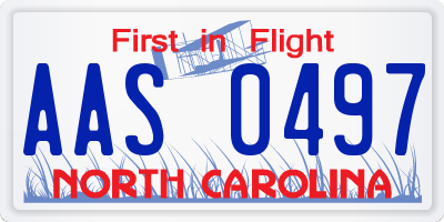 NC license plate AAS0497