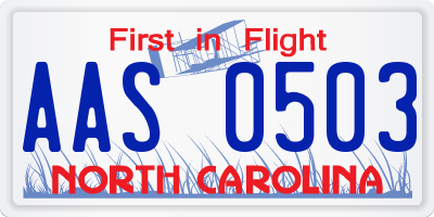 NC license plate AAS0503