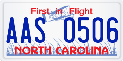 NC license plate AAS0506