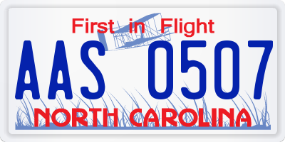 NC license plate AAS0507