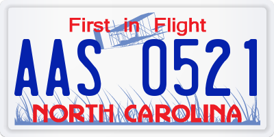 NC license plate AAS0521