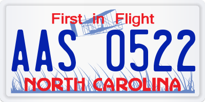 NC license plate AAS0522