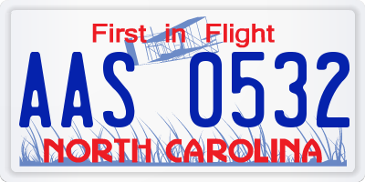 NC license plate AAS0532