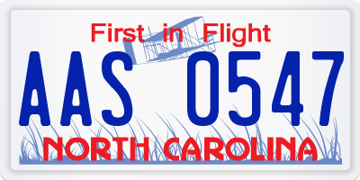 NC license plate AAS0547