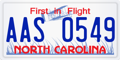 NC license plate AAS0549