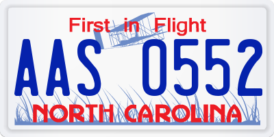 NC license plate AAS0552