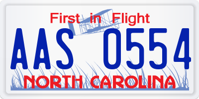 NC license plate AAS0554