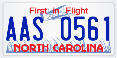 NC license plate AAS0561