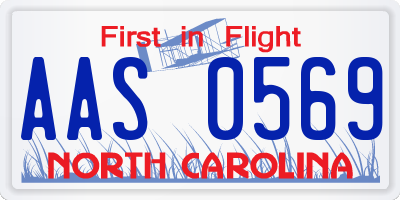 NC license plate AAS0569