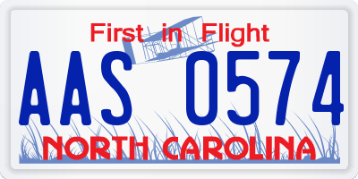 NC license plate AAS0574