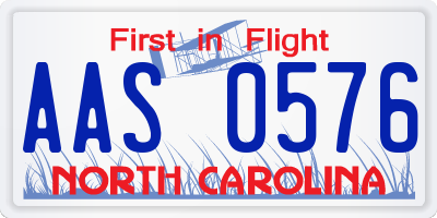 NC license plate AAS0576