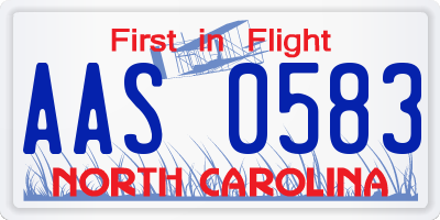 NC license plate AAS0583