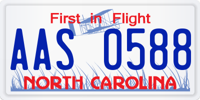 NC license plate AAS0588