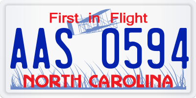 NC license plate AAS0594