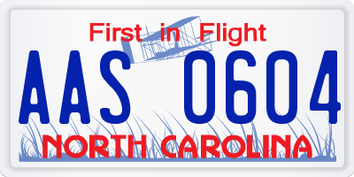 NC license plate AAS0604