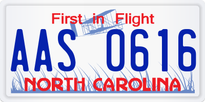 NC license plate AAS0616