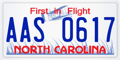 NC license plate AAS0617