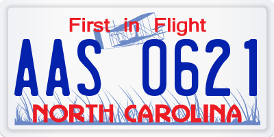 NC license plate AAS0621