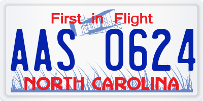 NC license plate AAS0624