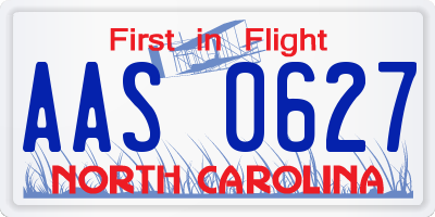 NC license plate AAS0627