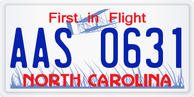 NC license plate AAS0631