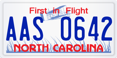 NC license plate AAS0642