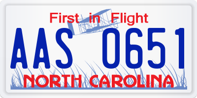 NC license plate AAS0651