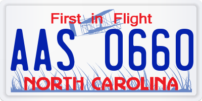 NC license plate AAS0660