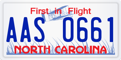 NC license plate AAS0661