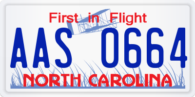 NC license plate AAS0664