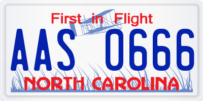 NC license plate AAS0666