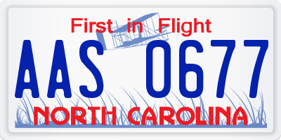 NC license plate AAS0677