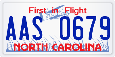 NC license plate AAS0679