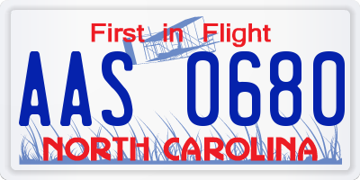NC license plate AAS0680