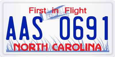 NC license plate AAS0691