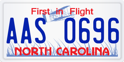 NC license plate AAS0696