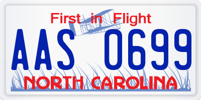 NC license plate AAS0699