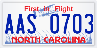 NC license plate AAS0703