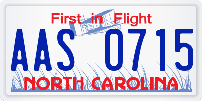 NC license plate AAS0715