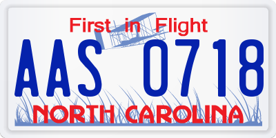 NC license plate AAS0718