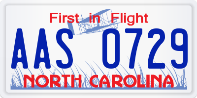 NC license plate AAS0729